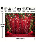 Popxstar Merry Christmas and Happy New Year Photo Background - Red Snowflakes and Christmas Ball Theme, Suitable for Family Gatherings