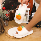 Popxstar Halloween Pumpkin Shoes Four Seasons Women's Cotton Slippers Men's Home Indoor Slippers Holiday Dress-up