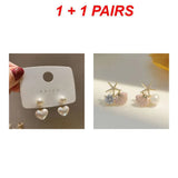 Popxstar New Fashion Stud Earrings For Women Girl Love Heart Pearl Drop Earrings Sweet Simple Earrings Jewelry Accessories Party Gift