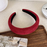 Popxstar Red Knitting Wool Headband for Women Girl Wide Side Sponge Hair Hoop Christmas Decorate Hair Band New Year Hair Accessories