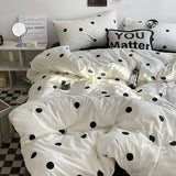 Popxstar Simple Style Bed Linen Set Skin-friendly Bedsheet Set Pillowcase 이불세트 Brushed Bedclothes Single/Full/Queen/King Size Bedding Set