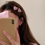 Popxstar 2pcs Velvet Heart Hair Side Clips Claw Hairpin Sweet Bangs Barrettes Women Girls Hair Styling Headwear Hair Accessories Ornement