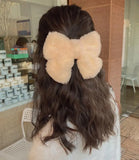 Popxstar Korean Woman Elegant Large Plush Bow Spring Clip Hair Clips Girls Fashion Hair Accessories Headwear Hairgrip Barrettes