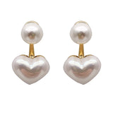 Popxstar Imitation Pearl Earrings For Women Heart Round Stud Earrings Elegant Love Ear Stud Party Wedding Jewelry Valantine Day Gifts