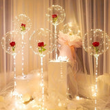 Popxstar 5PCS Valentine's Day Rose Wave Ball Bouquet LED Glow Balloon Wedding Party Decoration