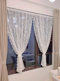 Popxstar shabby chic Floral Lace Sheer Curtains for Living Room Tulle Rod Pocket Guaze Window Bedroom Curtain Panel 1PC