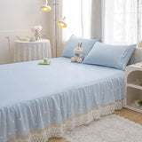 Popxstar shabby chic 1PC Princess Style Lace Bed Skirt Bedspreads Sheet White Lace Bedding Set Solid Color For Girl Bed Cover Pillowcases Need Order