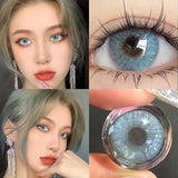 Popxstar 1Pair Green Colour Contacts Lenses Natural Blue Gray Eye Myopia Lenses Beauty Pupil Brown Lenses Makeup