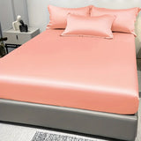 Popxstar 1 Simple Modern Satin Solid Color Fitted Sheet, Solid Color Ice Silk Bedspread For Bedroom, Bedding (Excluding Pillowcases)