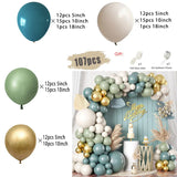 Popxstar Dusty Green Blue Balloon Garland Arch Kit Girls Boys Bohemian Wedding Birthday Baby Shower Gold Latex Balloons Party Decoration