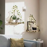 Popxstar 1/2pc Artificial Ivy Led-strip Floating Wall Shelf Boho Home Decoration Nordic Plant Flower Pot Tray Wall Hanging Shelvesgift