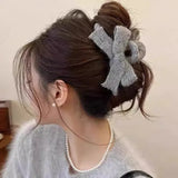 Popxstar Autumn and Winter Plush Bow Grab Clip  Wool Claw Clip Accesorios Para El Cabello  Крабик Для Волос  Hair Accessories for Women