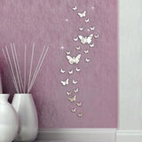 Popxstar 12PCS/Lot Creative Mirror Silver 3D Butterfly Wall Stickers Party Wedding Decor DIY Home Decoration for Living Room Wall Decal