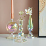 Popxstar Glass Candle Holder Home Decor Nordic Rainbow Vase Flower Table Living Room Decoration Candlestick Holder for Wedding