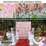 Popxstar 6PCS Artificial Flowers Roses Wall Panel 3D Flower Backdrop for Wall Party Wedding Bridal Shower Outdoor Decoration