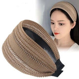 Popxstar New Vintage Lace Shiny Hair Hoop Headband Temperament Wide Side Hairbands Women Hollow Non Slip Elegant Head Wrap Headwear