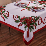 Popxstar holiday tablescape Christmas Ribbon Tablecloth Merry Xmas Table Cloth Harvest Holiday Fall Wedding Party Table Dinning Tablecover Home Decoration