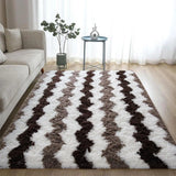 Popxstar Soft Shaggy Rugs Plush Area Rugs for Living Room Bedroom Fluffy Carpets Home Decor,5x8ft,Stripe Brown