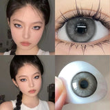 Popxstar 1Pair Myopia Colour Contacts Lenses Circular Natural Gray Blue Eye Lenses Beauty Pupil Black Eyes