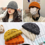 Popxstar Winter New Harajuku Beanies Knitted Hat Women Fashion Warm Thick Gorras Men Hip Hop Pin Hole Skullcap Short Hat Unisex Basic Cap