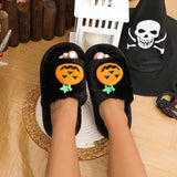 Popxstar Halloween Pumpkin Shoes Four Seasons Women's Cotton Slippers Men's Home Indoor Slippers Holiday Dress-up