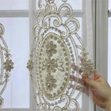 Popxstar French Luxury White Flowers Beads Embroidered Sheer Tulle Embossed Curtains For Bedroom Living Room Window Voile Fabric Drapes