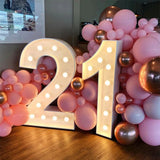 Popxstar 73cm Giant Figure Number 0-9 Balloon Filling Box with Lights Anniversary Birthday Party Balloon Frame Wedding Baby Shower Decor