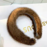Popxstar Hot Sale Women Luxury winter 100% Real Mink Fur Headbands High Quality Real Fur Hair Band Lady Fashion Hair Hoop Furry Gift