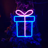 Popxstar Christmas Gift Box Led Neon Sign Wall Light Santa Claus Coming Bedroom Kids Living Room Bar Party Wedding Decoration Night Lamp