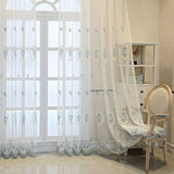 Popxstar Embroidery Sheer Tulle Curtains for Living Room Transparent White Voile Sheer Curtain Window Drape Custom Size