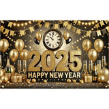 Popxstar 2025 Happy New Year Backdrops for Christmas Photography Decor Background Fireworks Celebrate Party Family Poster Photo Studio