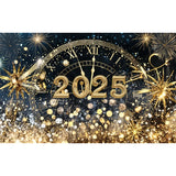 Popxstar 2025 Happy New Year Backdrops for Christmas Photography Decor Background Fireworks Celebrate Party Family Poster Photo Studio