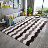 Popxstar Soft Shaggy Rugs Plush Area Rugs for Living Room Bedroom Fluffy Carpets Home Decor,5x8ft,Stripe Brown