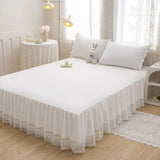 Popxstar shabby chic 1PC Princess Style Lace Bed Skirt Bedspreads Sheet White Lace Bedding Set Solid Color For Girl Bed Cover Pillowcases Need Order