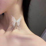 Popxstar Fashion Super Fairy Lace Butterfly Chokers Necklaces Transparent Chocker Party Neck Jewelry Accessories Collar