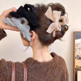 Popxstar Autumn and Winter Plush Bow Grab Clip  Wool Claw Clip Accesorios Para El Cabello  Крабик Для Волос  Hair Accessories for Women