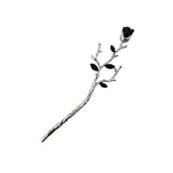 Popxstar New Chinese Hairpin Hair Stick Rose Flower Crystal Branch Metal Texture Vintage Hair Accessories for Women Headwear Jewelry