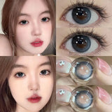 Popxstar 2PCS Color Contact Lenses with Myopia Degree -0.00 to-8.00 Gray Eye  Korea Lens Makeup Beauty Pupils