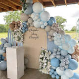 Popxstar Dusty Blue White Balloon Garland Kit Pastel Light Arch Wedding Birthday Party Baby Shower Baptism Christening Party Decorations