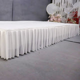 Popxstar White Pleated Table Skirt Wedding Backdrop Curtains Table Cothes for Birthday Banquet Stage Silk Table Skirting Event Party