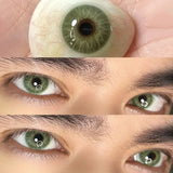 Popxstar 2Pieces Colored Contact Lenses Bueatiful Pupil Color Circle Lens Green Iris Prescription Yearly Natural Coloured Contacts