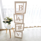 Popxstar 27/25cm Custom Transparent Letter Box A-Z Baby Shower Girl 1st Birthday Party Decoration Kids Wedding Birthday Balloon DIY Box