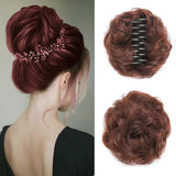 Popxstar Claw Clip Messy Bun Hairpiece 1pc Curly Messy Hair Bun Clip in Claw Chignon Ponytail Hairpieces Synthetic Hair Bun Scrunchies