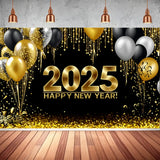 Popxstar 2025 Happy New Year Backdrops for Christmas Photography Decor Background Fireworks Celebrate Party Family Poster Photo Studio