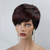 Popxstar Cut Wig for Black Women Human Hair Wigs for Black Women Short Bob Wig Human Hair Wigs with Bangs Short Wigs for Black Wome