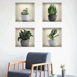 Popxstar Creative False Window Green Plant Potted Wallpaper Living Room Bedroom Decorative Wall Sticker Self-adhesive Wall Sticker 30cm