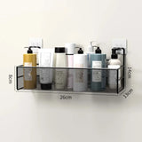 Popxstar Black Wall-Mounted Bathroom Shelf Shower Shampoo Rack Kitchen Condiment Storage Basket Toilet Soap Holder Bathroom Organizer