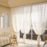 Popxstar French Lace Curtain White Tulle Window Blinds Living Room Bedroom Supplies Breathable Screen Curtain Wedding Party Home Decor 커튼