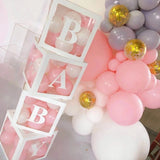 Popxstar 27/25cm Custom Transparent Letter Box A-Z Baby Shower Girl 1st Birthday Party Decoration Kids Wedding Birthday Balloon DIY Box