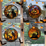 Halloween PVC Static Glass Stickers Scary Castle Cat Glass Stickers Non Adhesive Removable Party Home Decorations